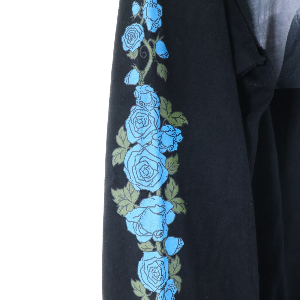 GOD SELECTION XXX(ゴッドセレクショントリプルエックス) トラビススコット プリント 袖ローズ ロングスリーブ長袖Tシャツ GX-A17-1201-057 ブラック サイズM