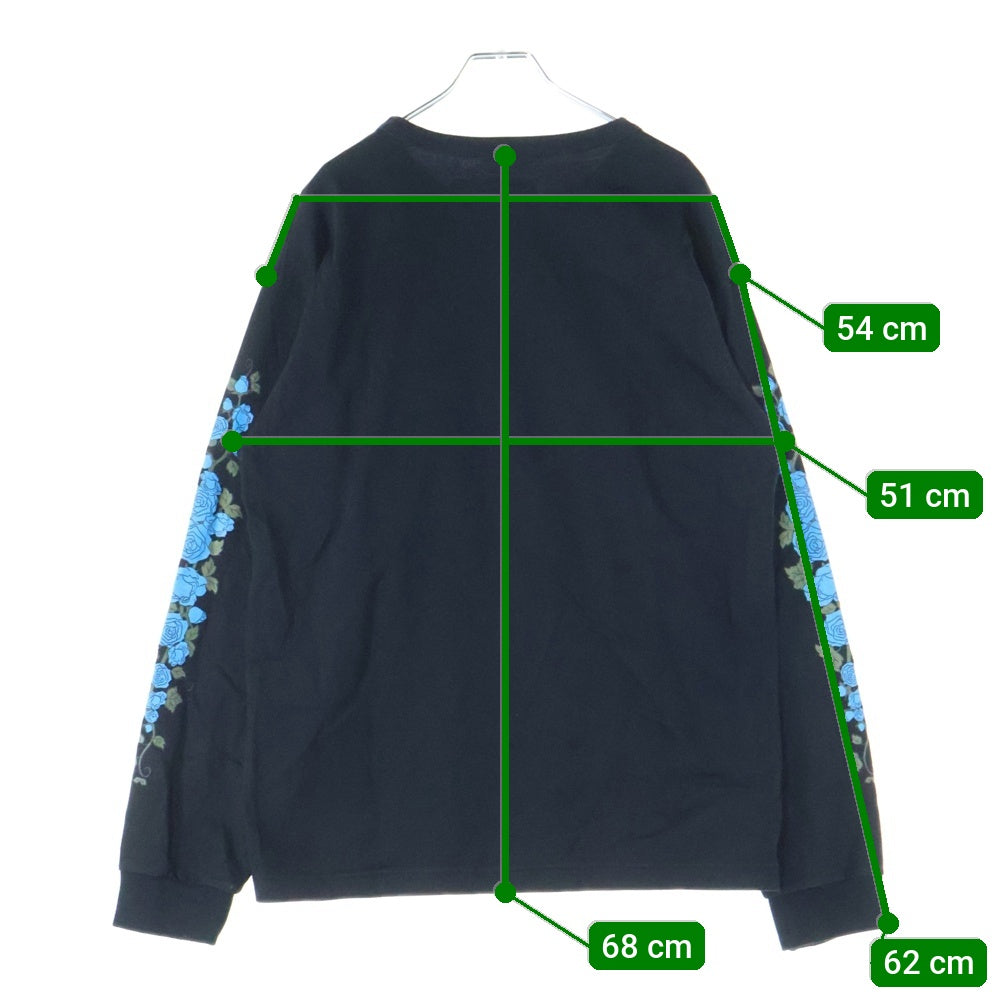 GOD SELECTION XXX(ゴッドセレクショントリプルエックス) トラビススコット プリント 袖ローズ ロングスリーブ長袖Tシャツ GX-A17-1201-057 ブラック サイズM
