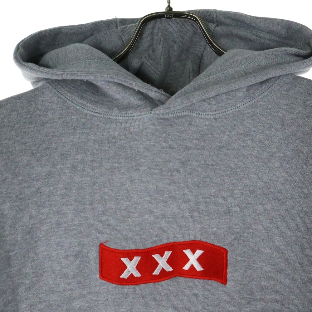 GOD SELECTION XXX(ゴッドセレクショントリプルエックス) ボックスロゴ プルオーバーフーディーパーカー グレー サイズL