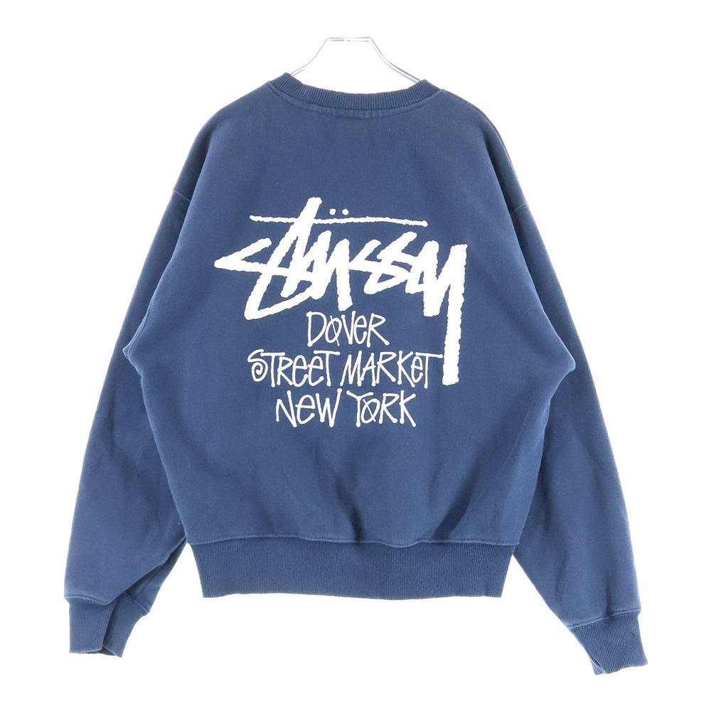 STUSSY(ステューシー) ×Dover Street Market New yorkドーバーストリートマーケット ニューヨーク クルーネック長袖トレーナー スウェット ネイビー