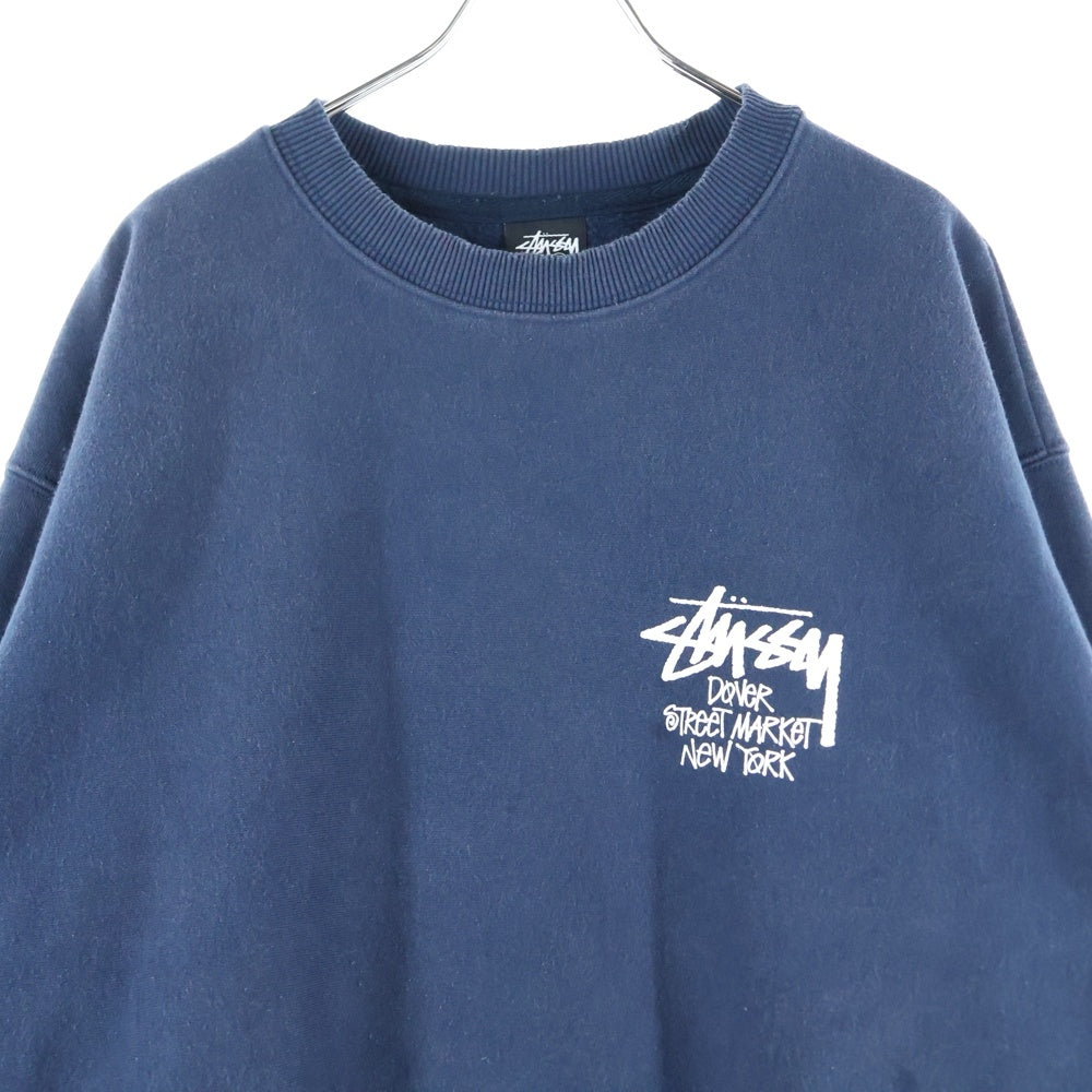 STUSSY(ステューシー) ×Dover Street Market New yorkドーバーストリートマーケット ニューヨーク クルーネック長袖トレーナー スウェット ネイビー