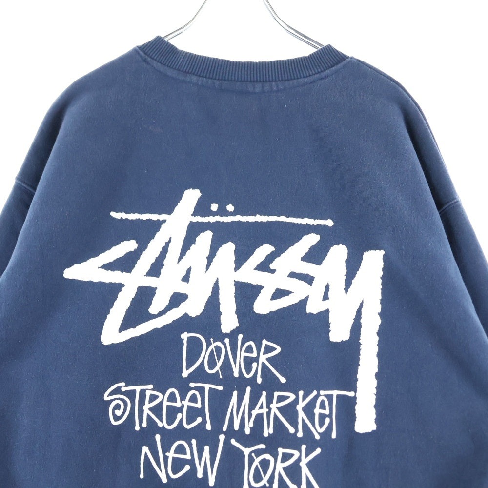 STUSSY(ステューシー) ×Dover Street Market New yorkドーバーストリートマーケット ニューヨーク クルーネック長袖トレーナー スウェット ネイビー