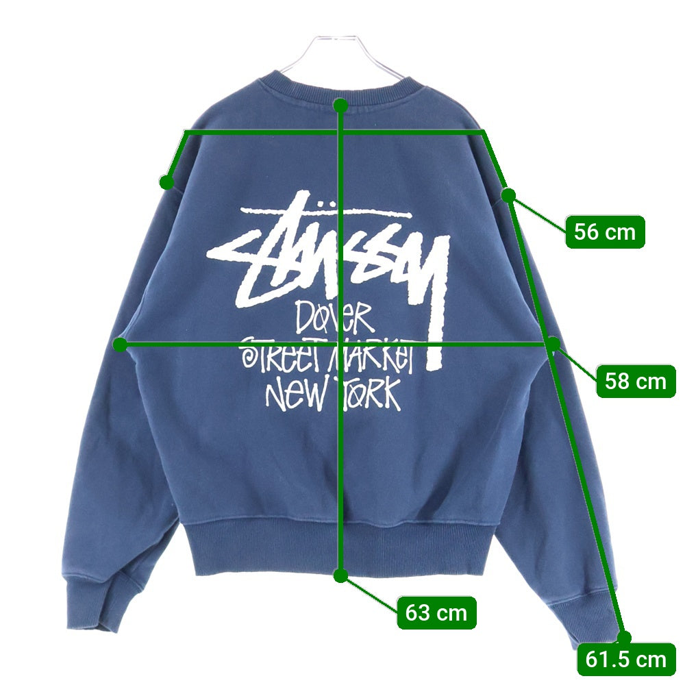 STUSSY(ステューシー) ×Dover Street Market New yorkドーバーストリートマーケット ニューヨーク クルーネック長袖トレーナー スウェット ネイビー