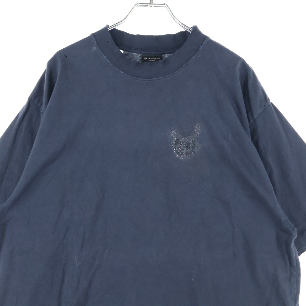 BALENCIAGA(バレンシアガ) 23SS Medium Fit T Shirt 764235 TSVD5 ダメージ加工 半袖Tシャツ カットソー ブラック