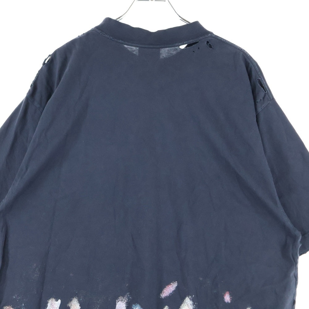 BALENCIAGA(バレンシアガ) 23SS Medium Fit T Shirt 764235 TSVD5 ダメージ加工 半袖Tシャツ カットソー ブラック