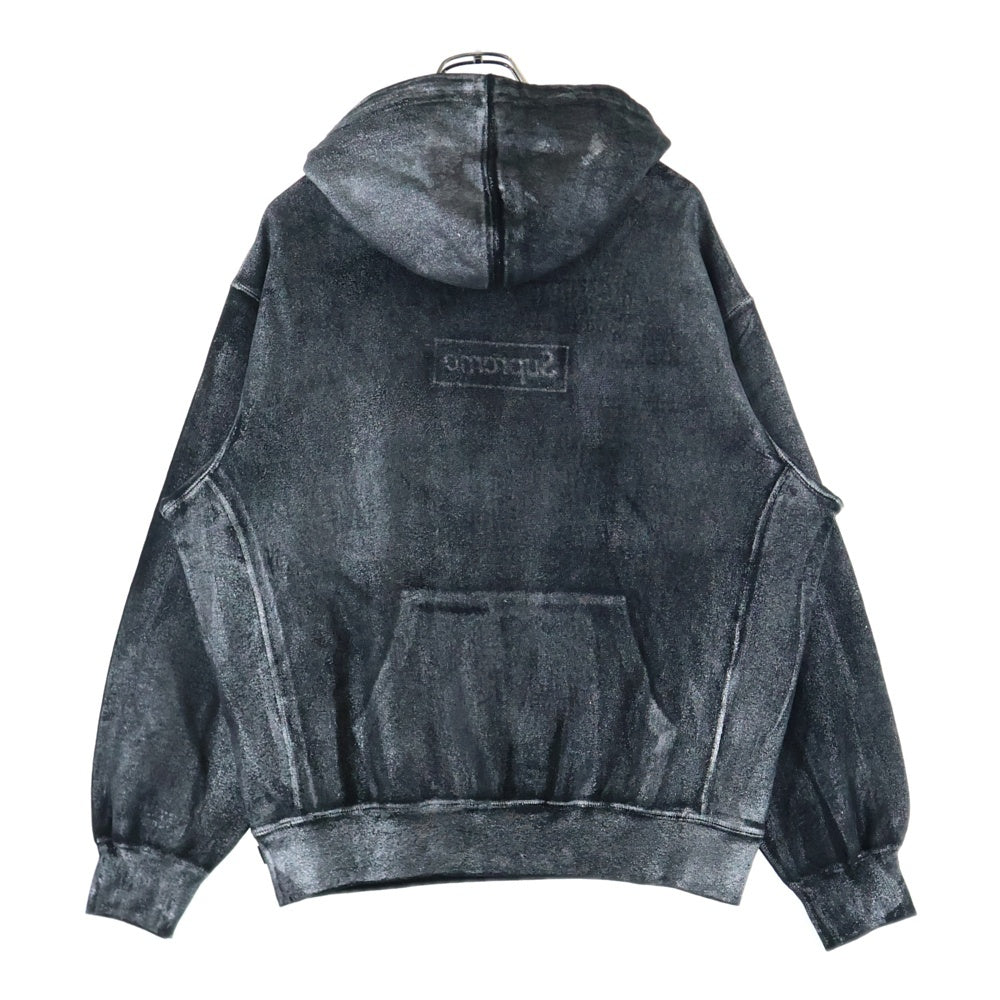 SUPREME(シュプリーム) 24SS ×MM6 Maison Margiela Foil Box Logo Hooded Sweatshirt メゾンマルジェラ ボックスロゴ スウェットプルオーバーパーカー ブラック