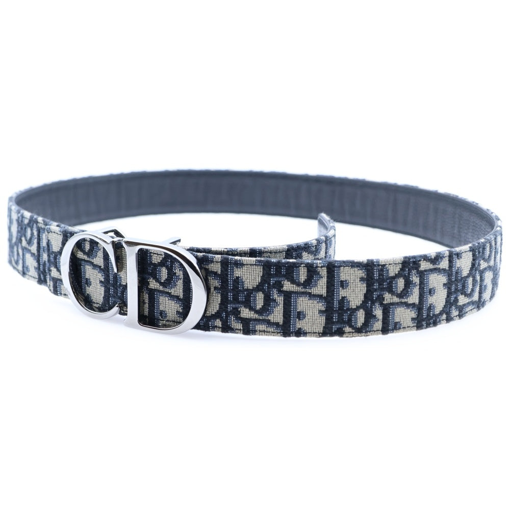 DIOR(ディオール) CDバックル オブリーク ジャガードレザーベルト ネイビー