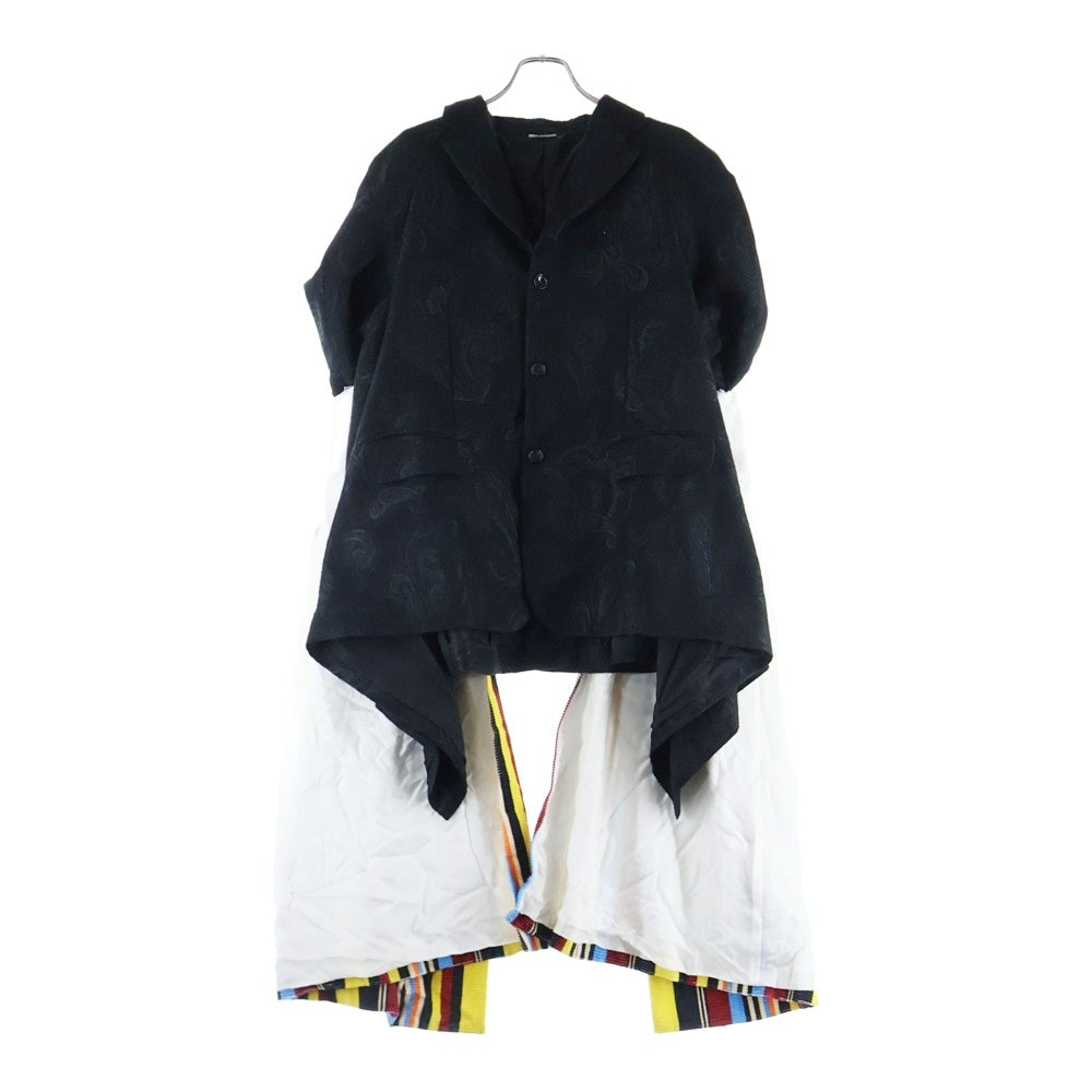 COMME des GARCONS HOMME PLUS(コムデギャルソンオムプリュス) 25SS ドッキングジャケット ペイズリー コーデュロイドレープ付き ブラック/マルチカラー PO-J045