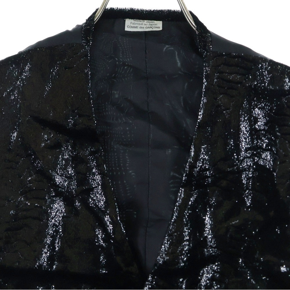 COMME des GARCONS HOMME PLUS(コムデギャルソンオムプリュス) 25SS コーティング ナイロン デザイン ドレープジャケット ブラック PO-V003