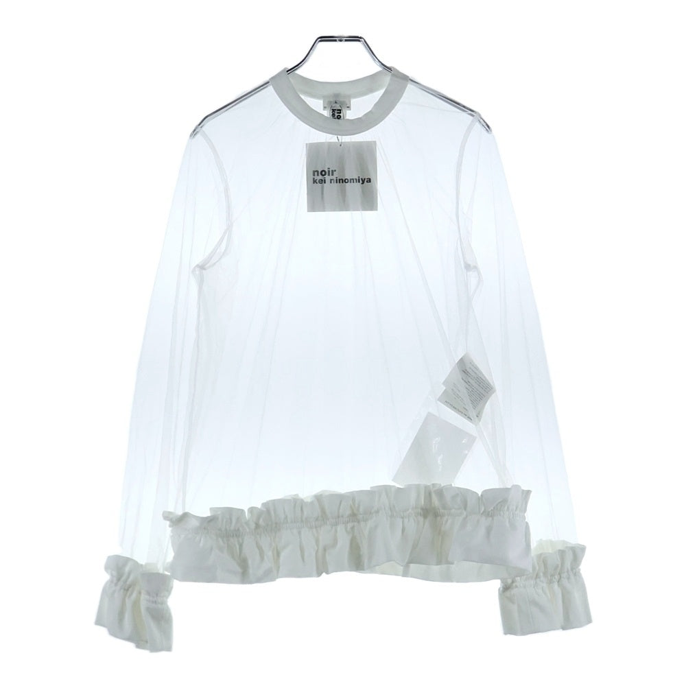 NOIR KEI NINOMIYA(ノワール ケイニノミヤ) 25SS ナイロンチュール 綿ポンチ 長袖シャツ カットソー ホワイト 3O-T018