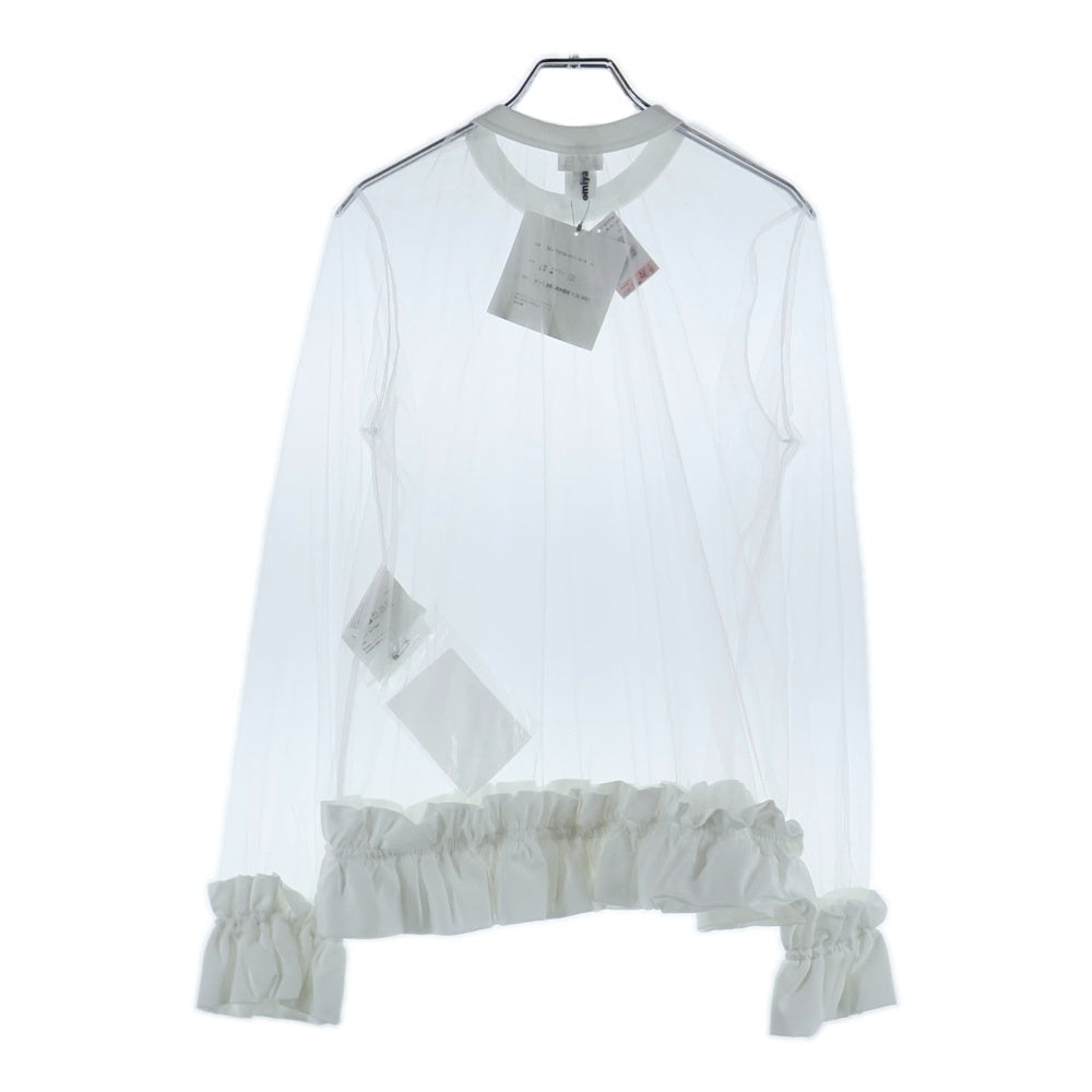 NOIR KEI NINOMIYA(ノワール ケイニノミヤ) 25SS ナイロンチュール 綿ポンチ 長袖シャツ カットソー ホワイト 3O-T018