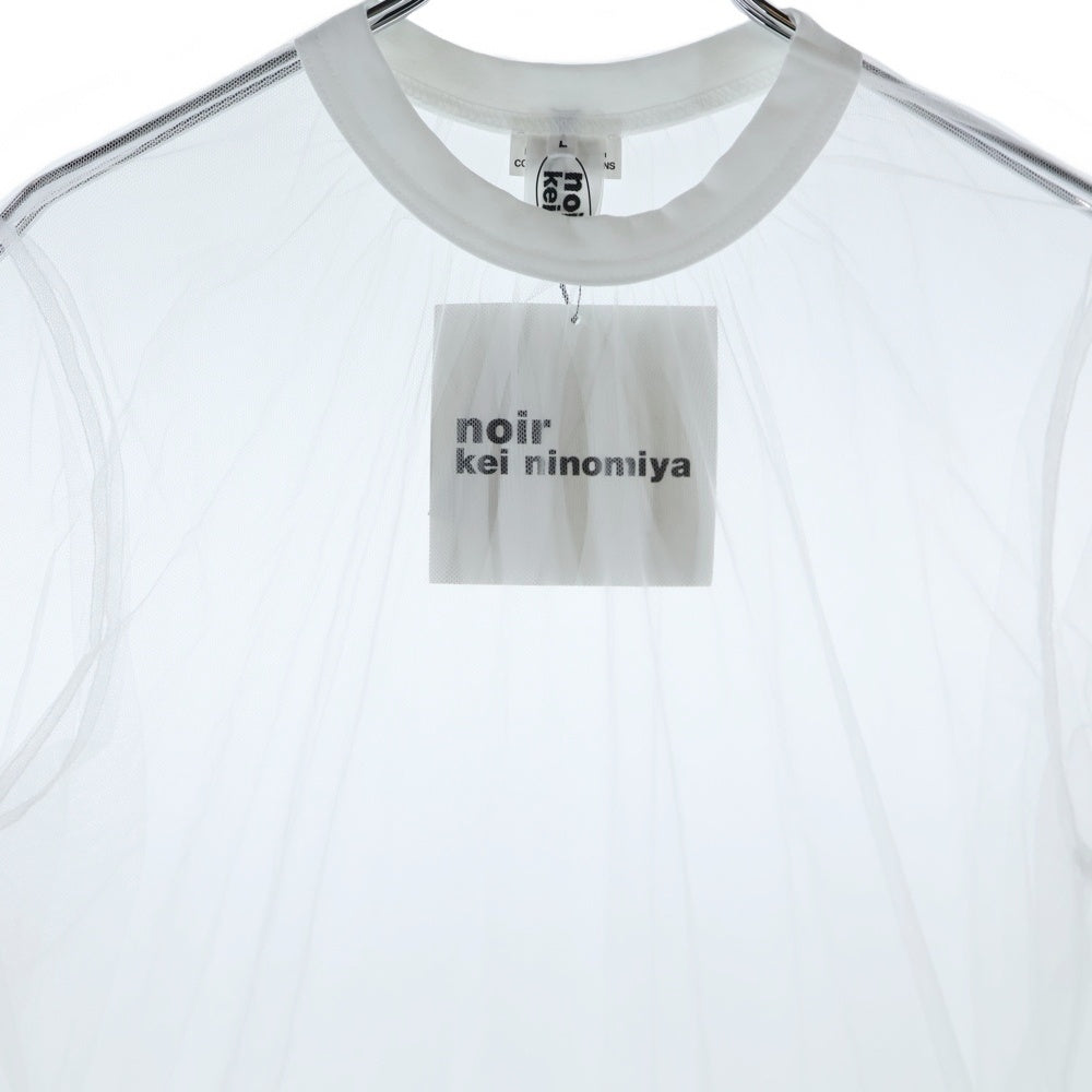 NOIR KEI NINOMIYA(ノワール ケイニノミヤ) 25SS ナイロンチュール 綿ポンチ 長袖シャツ カットソー ホワイト 3O-T018