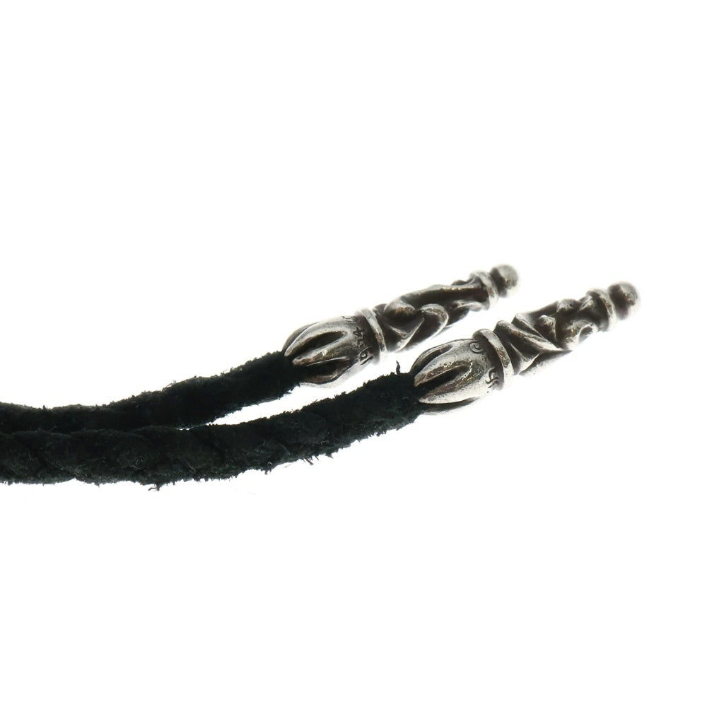 CHROME HEARTS(クロムハーツ) LEATHER BRAID SCROLL ネックレス レザーブレイドネックレス ブラック/シルバー BCA377