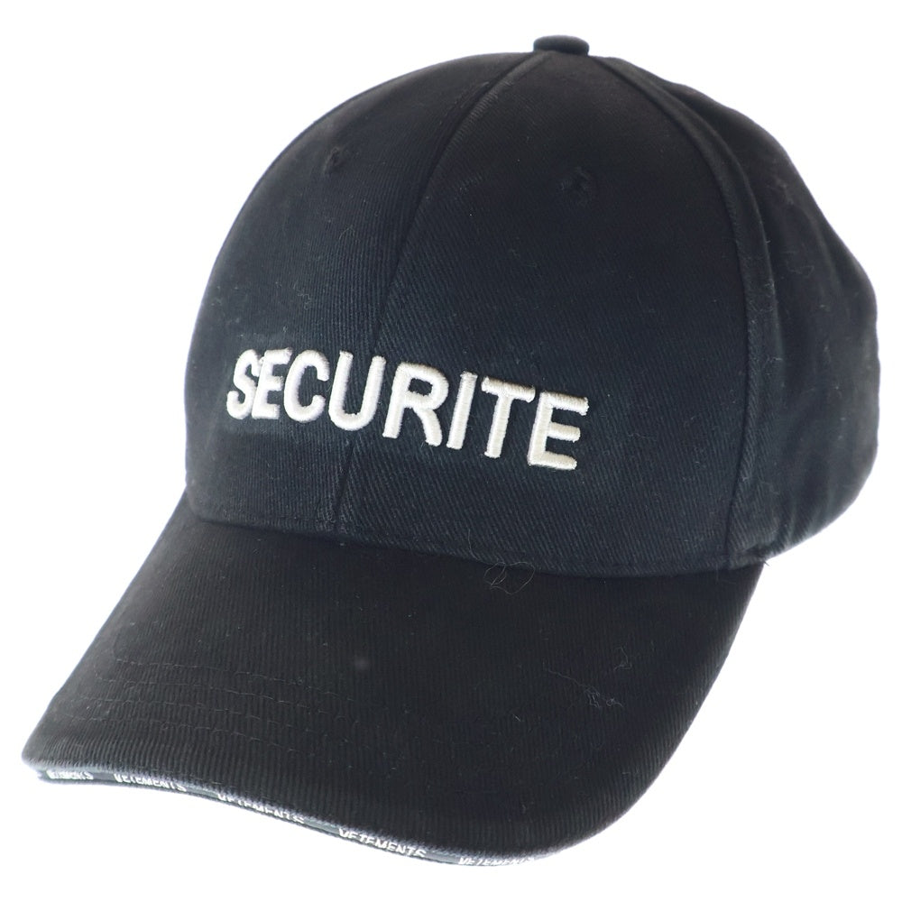 VETEMENTS(ヴェトモン) 17SS Securite Cap MSS17VR5 セキュリティ刺繍 ベースボールキャップ ブラック