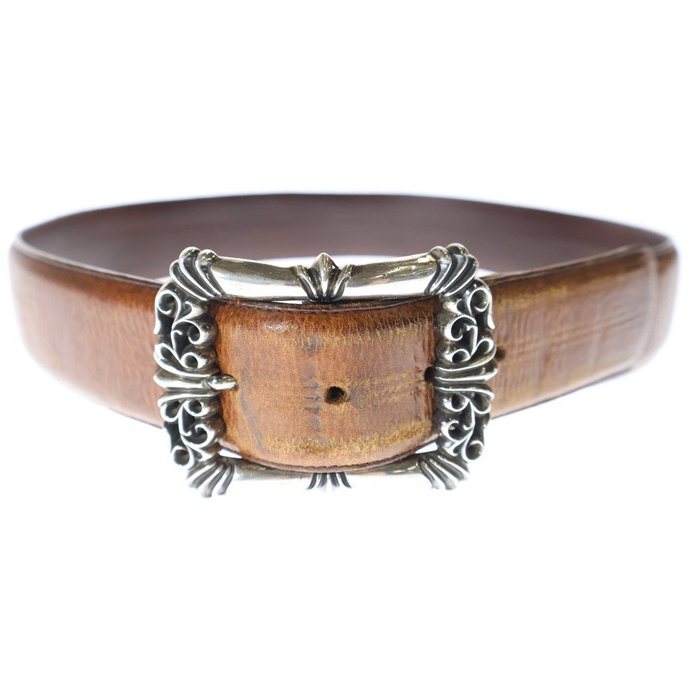 CHROME HEARTS(クロムハーツ) BLT FILIGREE OTJ フィリグリーOTJバックル レザーベルト ブラウン/シルバー