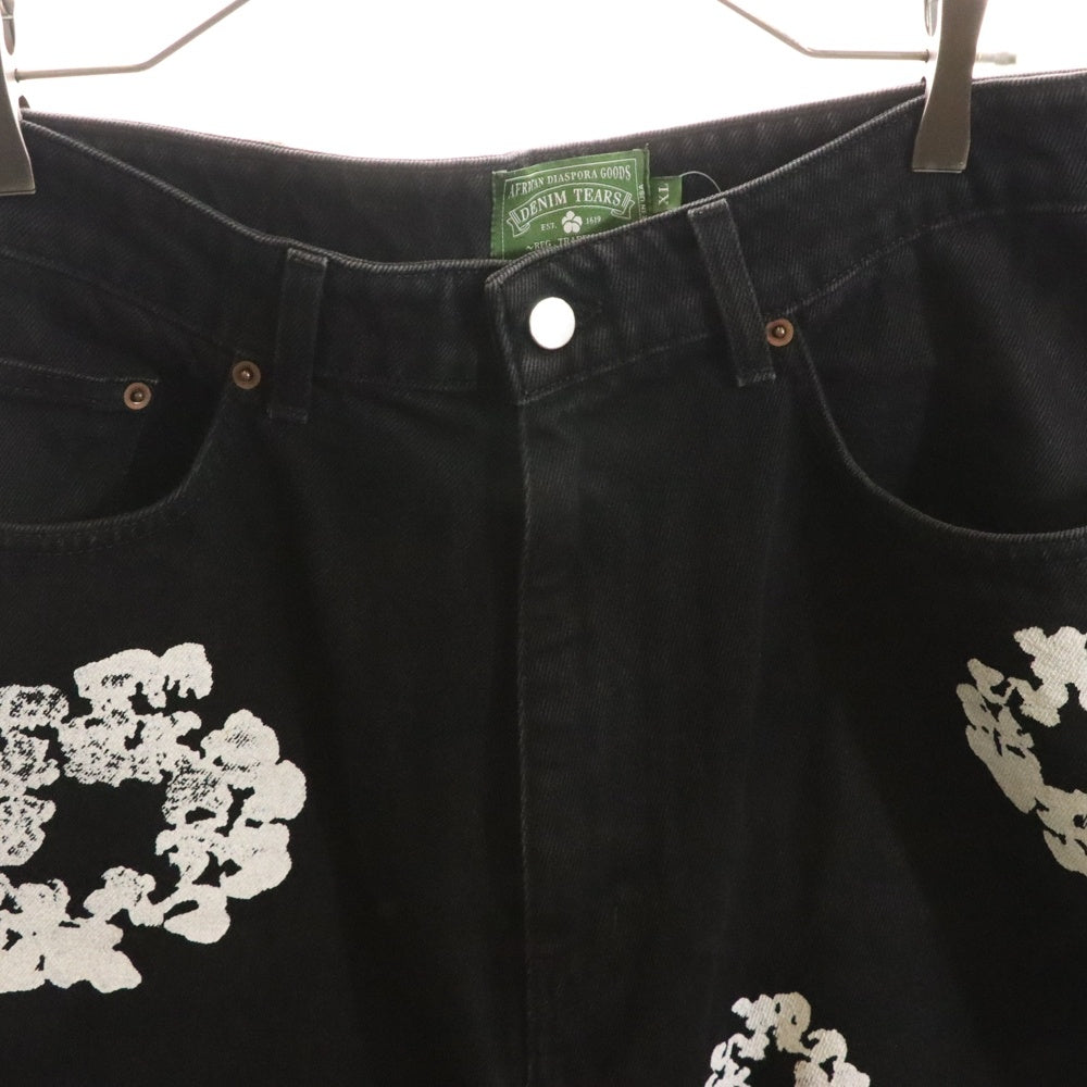 DENIM TEARS(デニムティアーズ) フラワーモチーフ カットオフ ハーフパンツ ショーツ