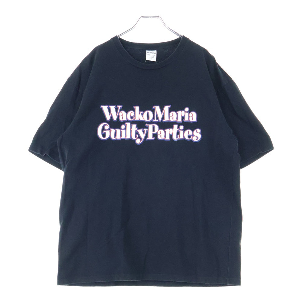 WACKO MARIA(ワコマリア) WASHED HEAVY WEIGHT CREW NECK T-SHIRT (TYPE-1) フロントプリント クルーネック半袖Tシャツ カットソー ブラック