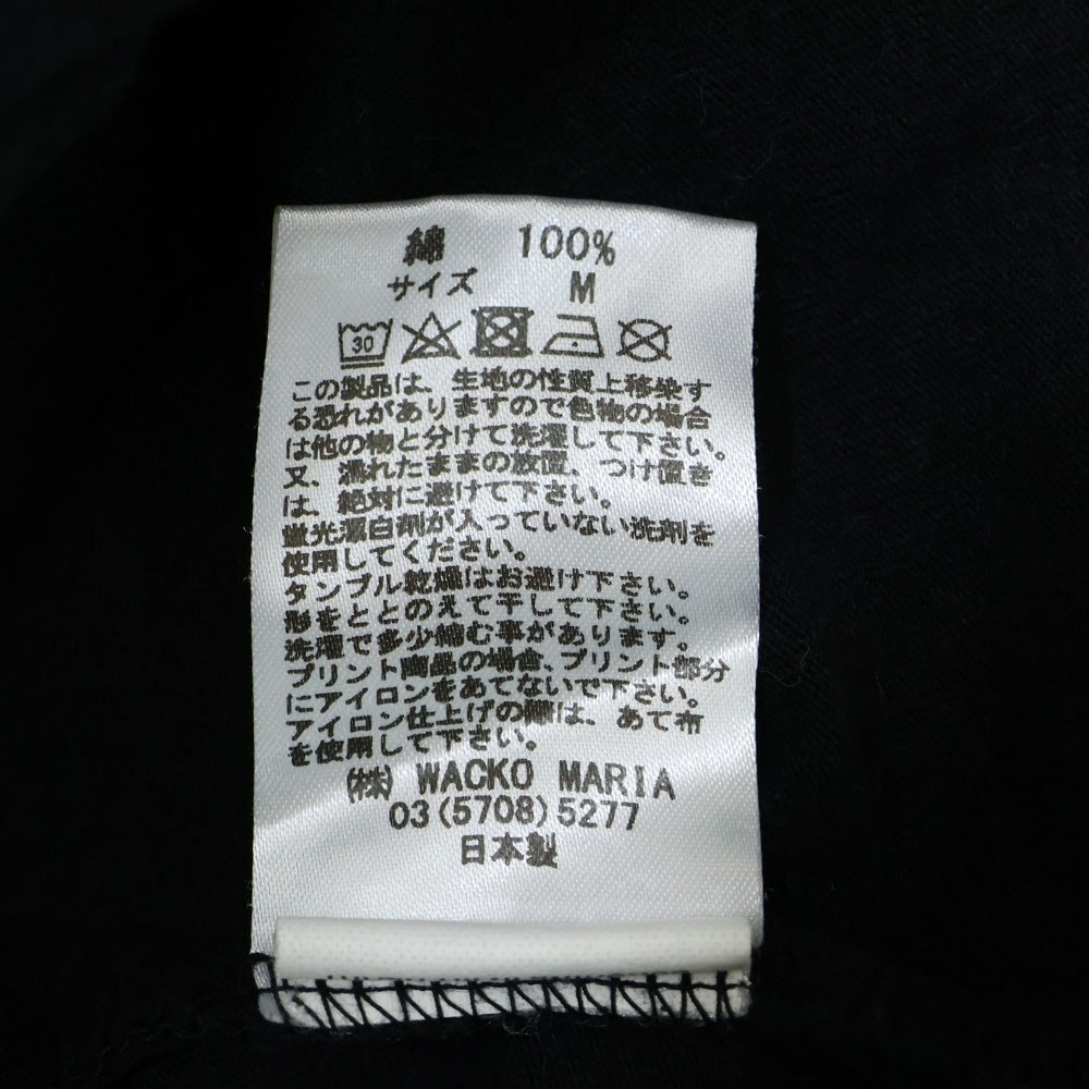 WACKO MARIA(ワコマリア) WASHED HEAVY WEIGHT CREW NECK T-SHIRT (TYPE-1) フロントプリント クルーネック半袖Tシャツ カットソー ブラック