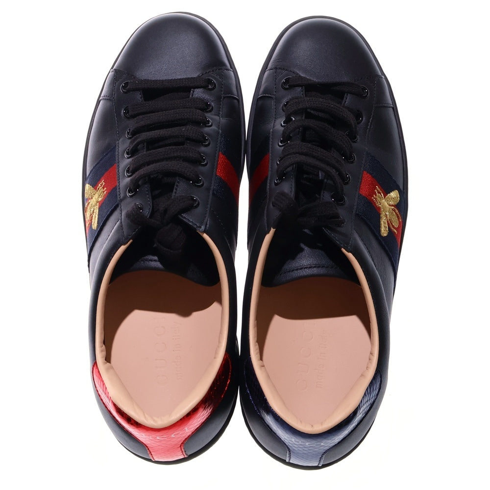 GUCCI(グッチ) シェリーラインBEE刺繍ローカットスニーカー429446 ブラック