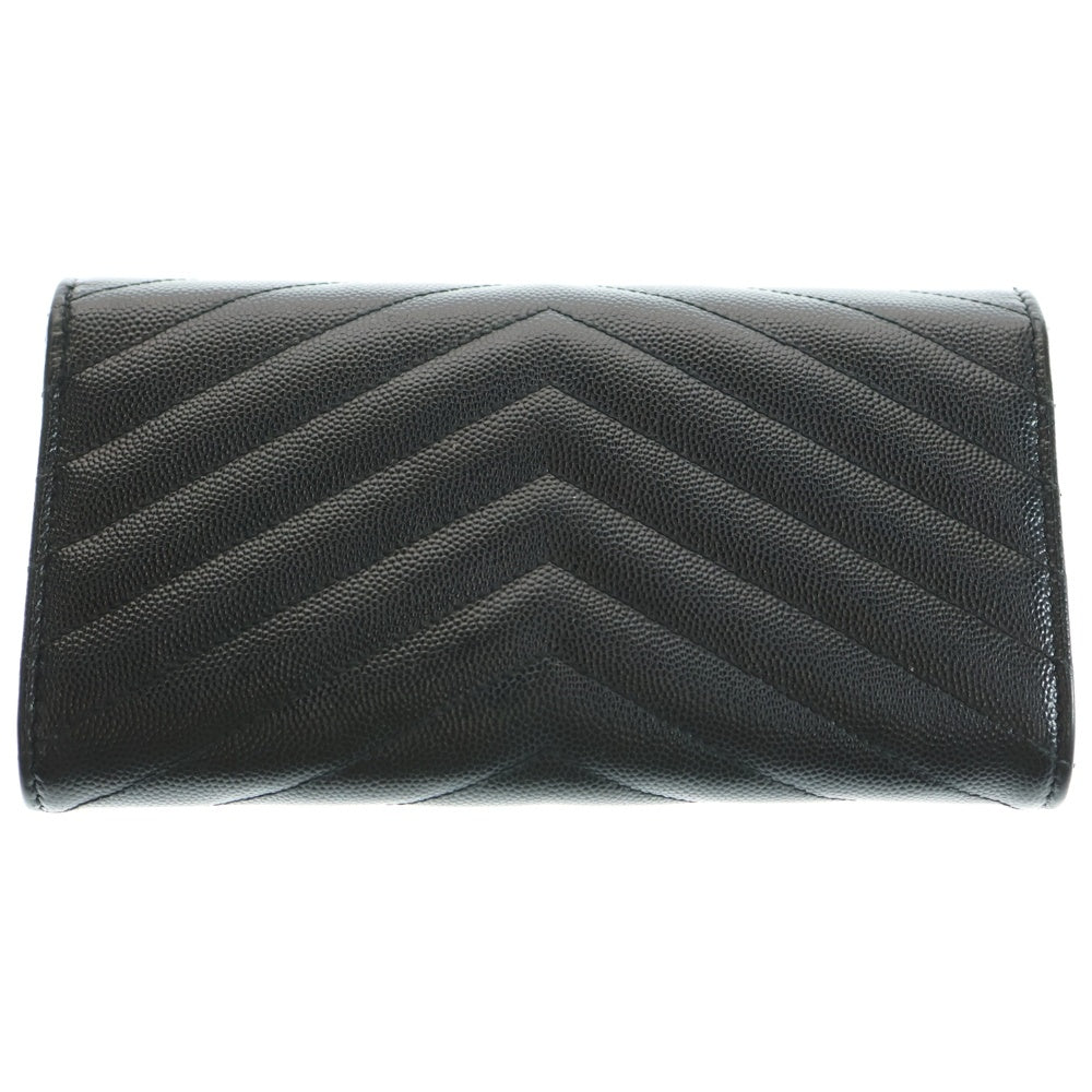 SAINT LAURENT PARIS(サンローランパリ) YSLロゴ Vステッチ レザー ロングウォレット 長財布 ブラック GUE372264