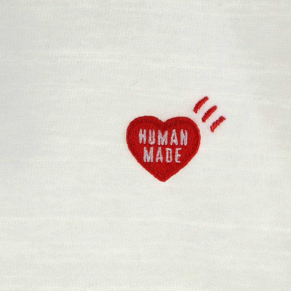HUMAN MADE(ヒューマンメイド) HEART BADGES TEE ハートロゴ刺繍 クルーネック半袖Tシャツカットソー ホワイト