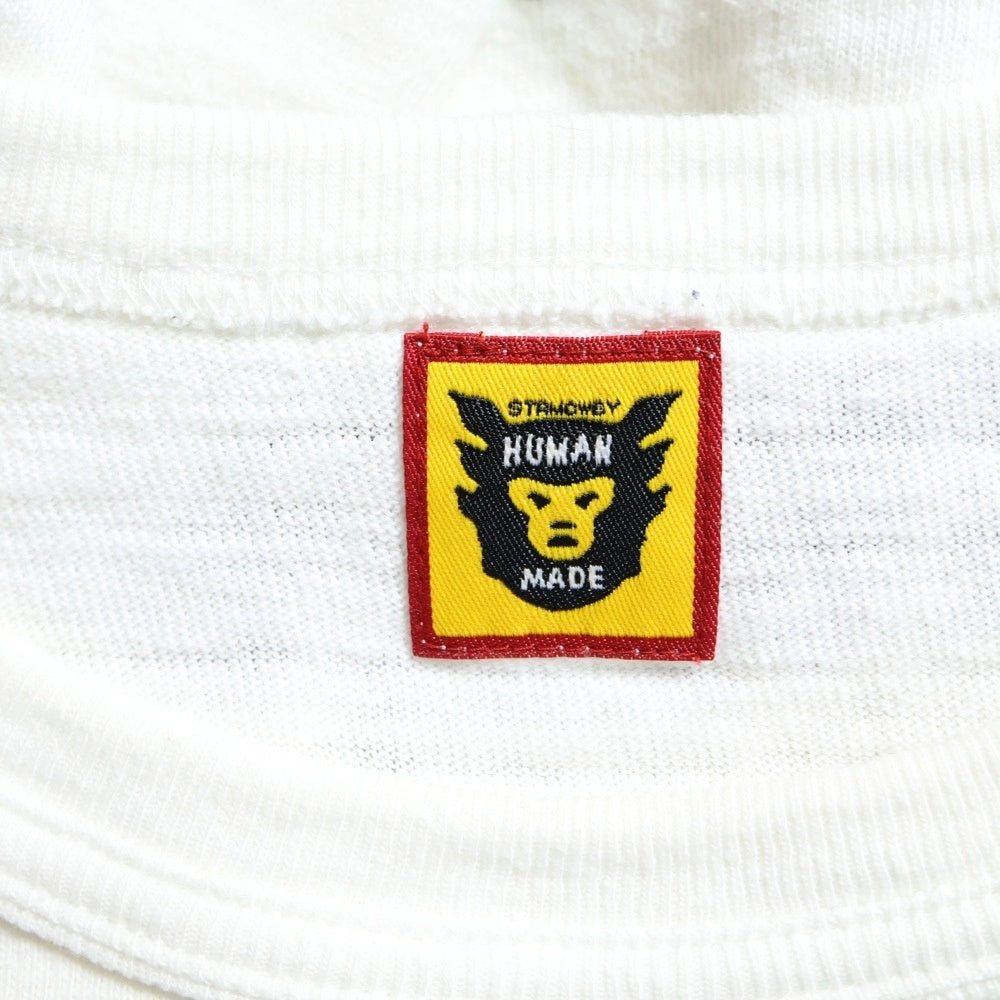 HUMAN MADE(ヒューマンメイド) HEART BADGES TEE ハートロゴ刺繍 クルーネック半袖Tシャツカットソー ホワイト