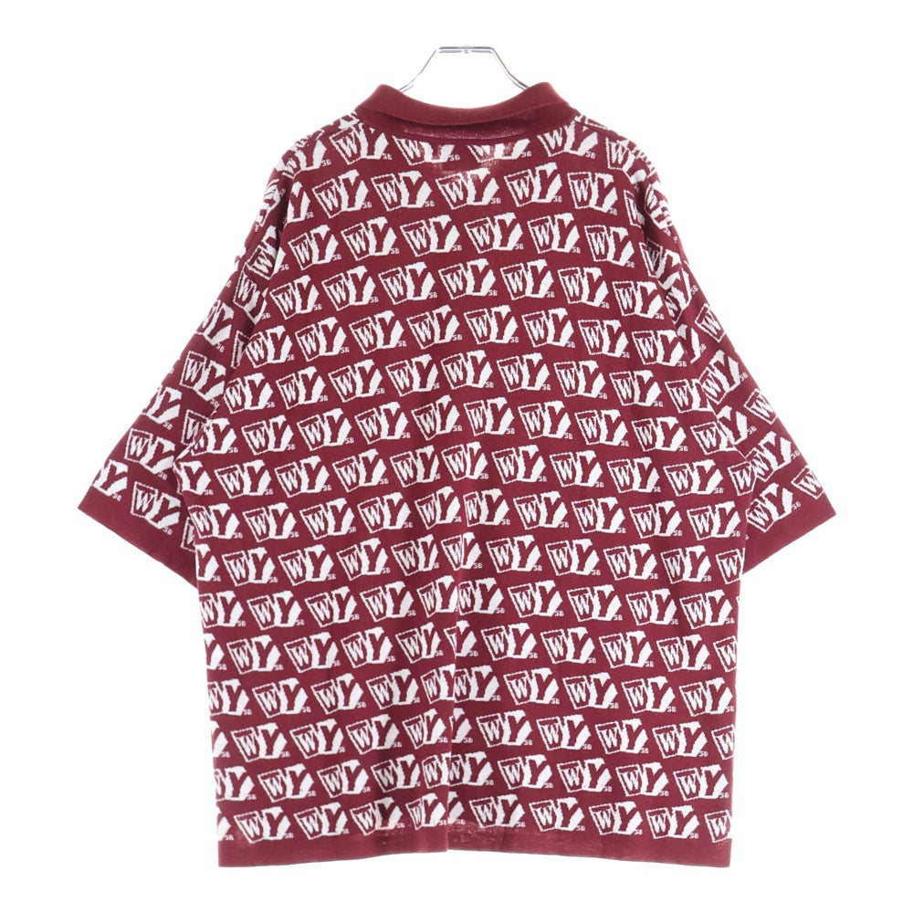 WASTED YOUTH(ウェイステッドユース) MONOGRAM KNIT POLO モノグラム ニット 半袖ポロシャツ ボルドー レッド