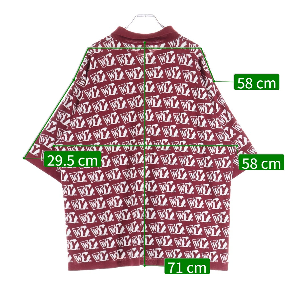 WASTED YOUTH(ウェイステッドユース) MONOGRAM KNIT POLO モノグラム ニット 半袖ポロシャツ ボルドー レッド