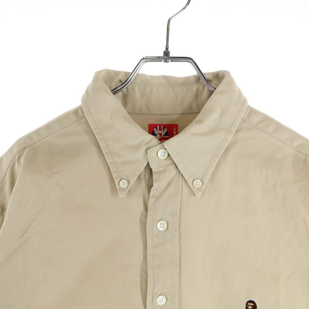 A BATHING APE(アベイシングエイプ) ONE POINT OXFORD LS SHIRT ワンポイント オックスフォード ロングスリーブ長袖シャツ ベージュ