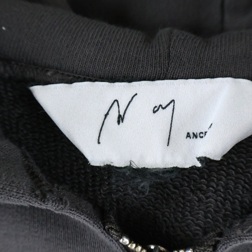 ANCELLM(アンセルム) 25AW HALF ZIP HOODIE ANC-CT117 ダメージ加工 ハーフジップフーディ パーカー ブラック