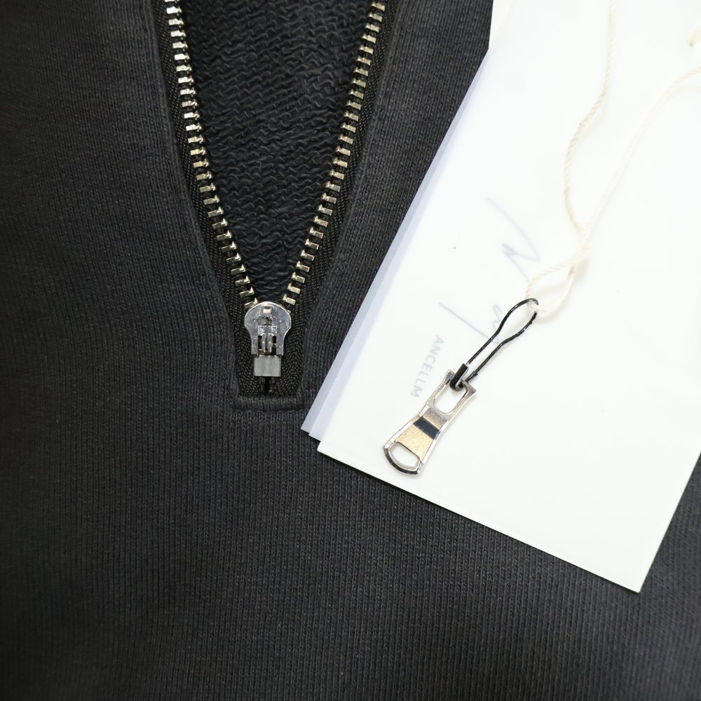 ANCELLM(アンセルム) 25AW HALF ZIP HOODIE ANC-CT117 ダメージ加工 ハーフジップフーディ パーカー ブラック