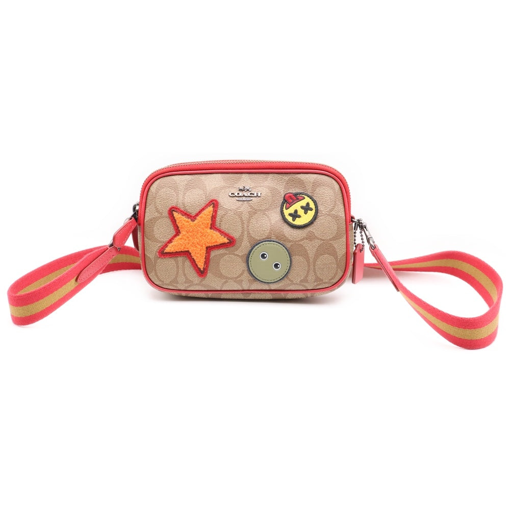 COACH(コーチ) VARSITY PATCHES シグネチャー ワッペン ショルダーバッグ PVCレザー ブラウン