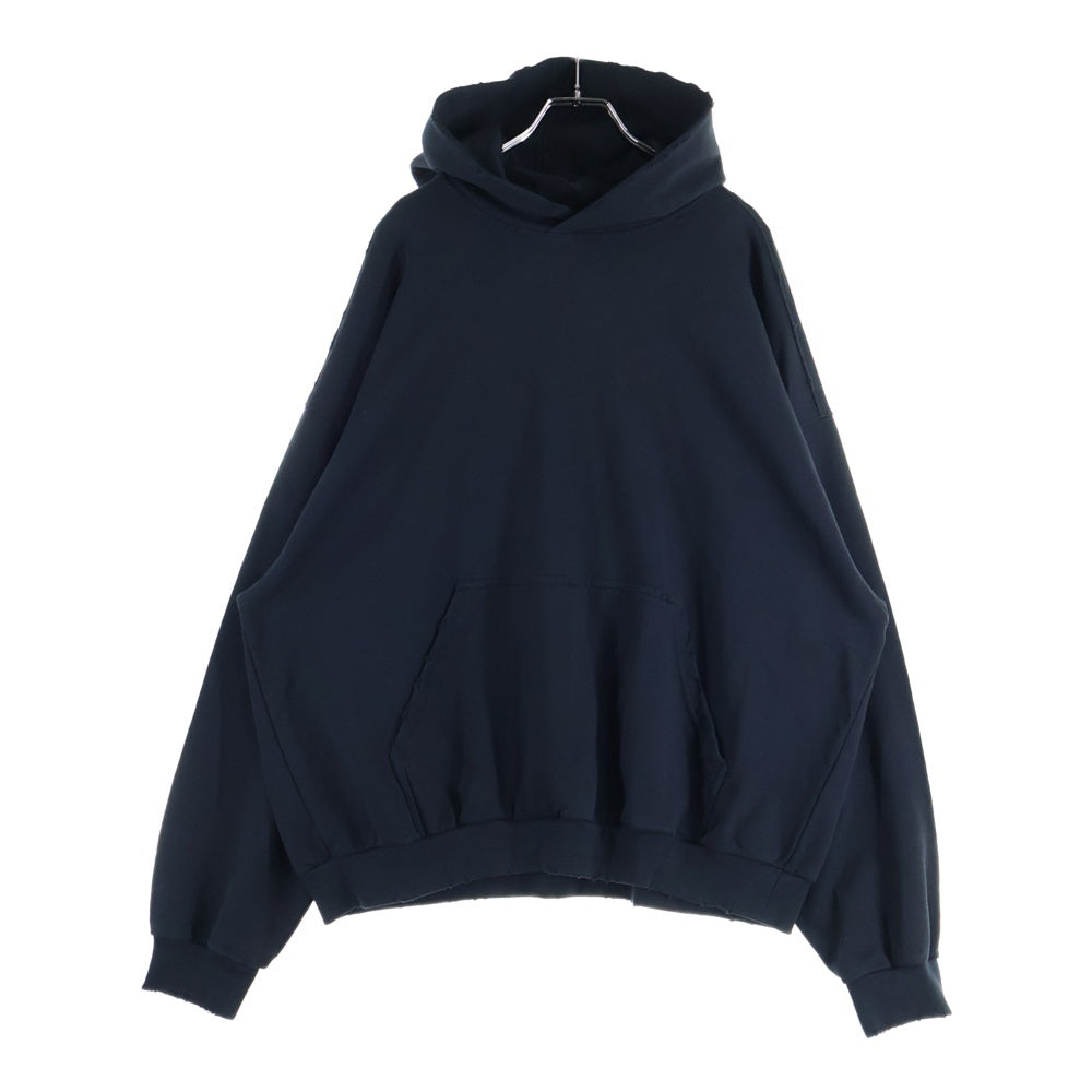 BALENCIAGA(バレンシアガ) ダメージ加工 バックロゴ刺繍 プルオーバー フーディ パーカー ブラック 742603 T0VF3