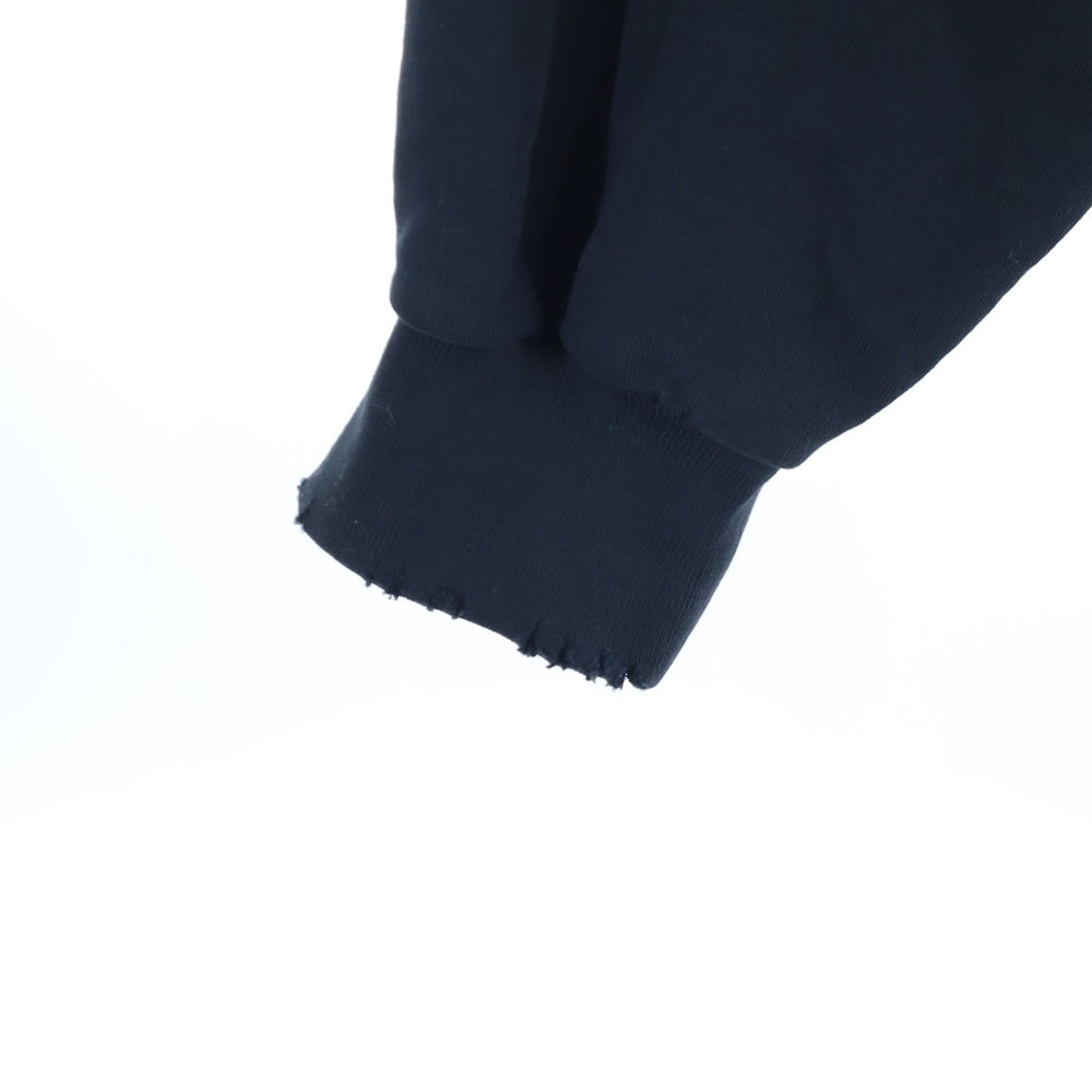 BALENCIAGA(バレンシアガ) ダメージ加工 バックロゴ刺繍 プルオーバー フーディ パーカー ブラック 742603 T0VF3