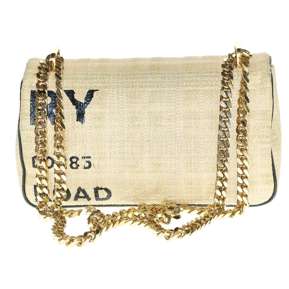 BURBERRY(バーバリー) クロスボディバッグ チェーンショルダーバッグ ラフィア ベージュ