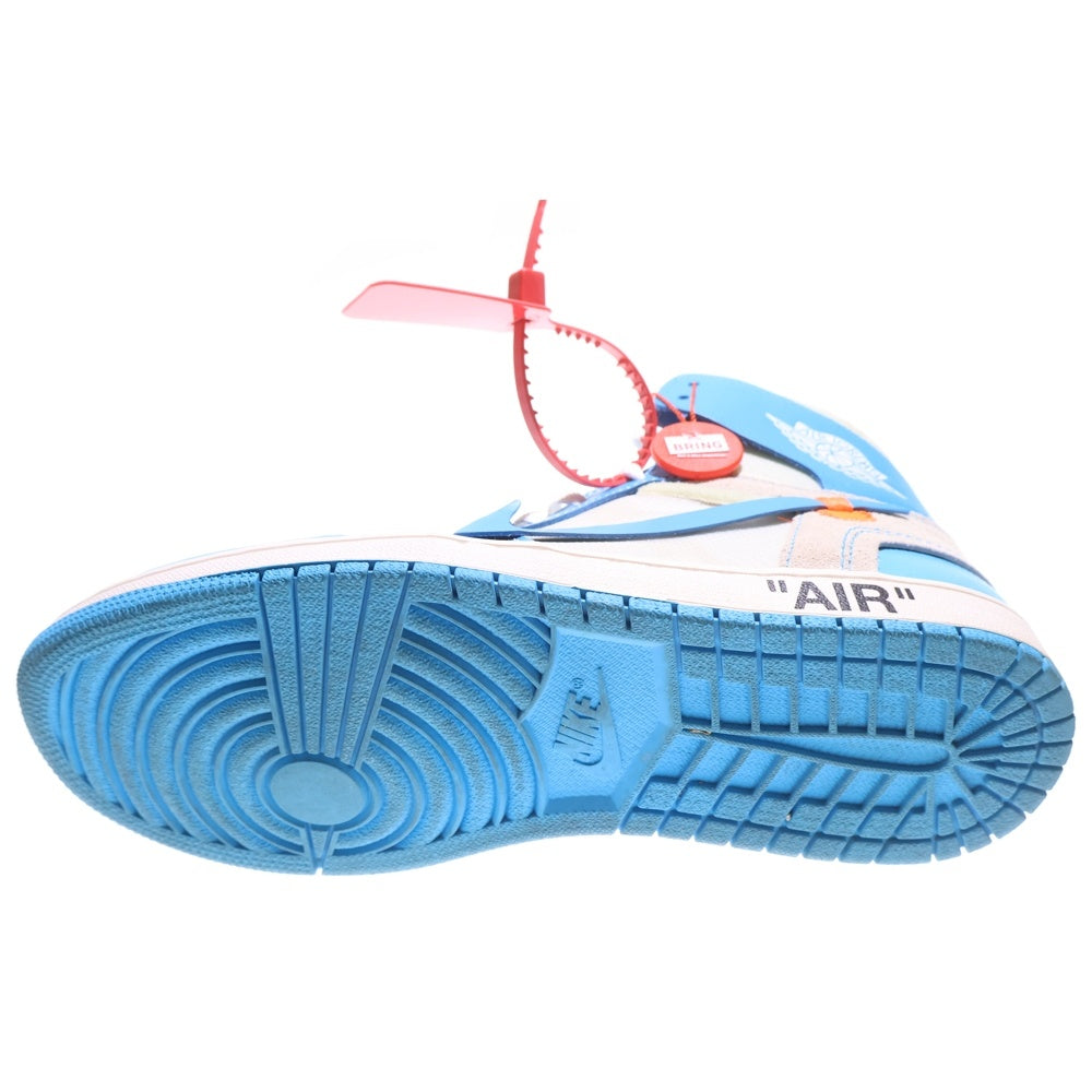 NIKE(ナイキ) ×OFF-WHITE AIR JORDAN 1 POWDER BLUE UNC AQ0818-148 オフホワイト エアジョーダン1 パウダーブルー ハイカットスニーカー US10.5/28.5cm ホワイト/ブルー