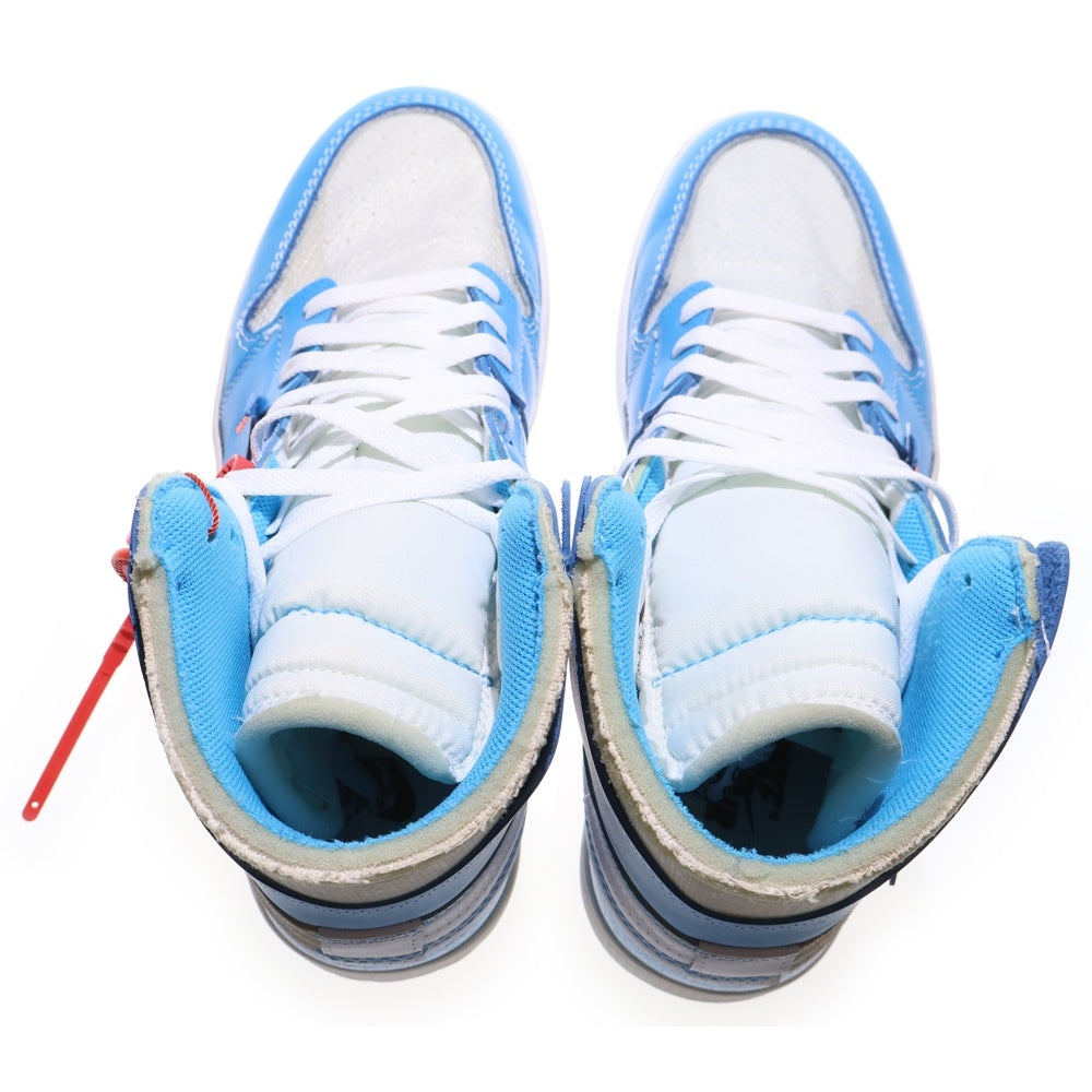 NIKE(ナイキ) ×OFF-WHITE AIR JORDAN 1 POWDER BLUE UNC AQ0818-148 オフホワイト エアジョーダン1 パウダーブルー ハイカットスニーカー US10.5/28.5cm ホワイト/ブルー