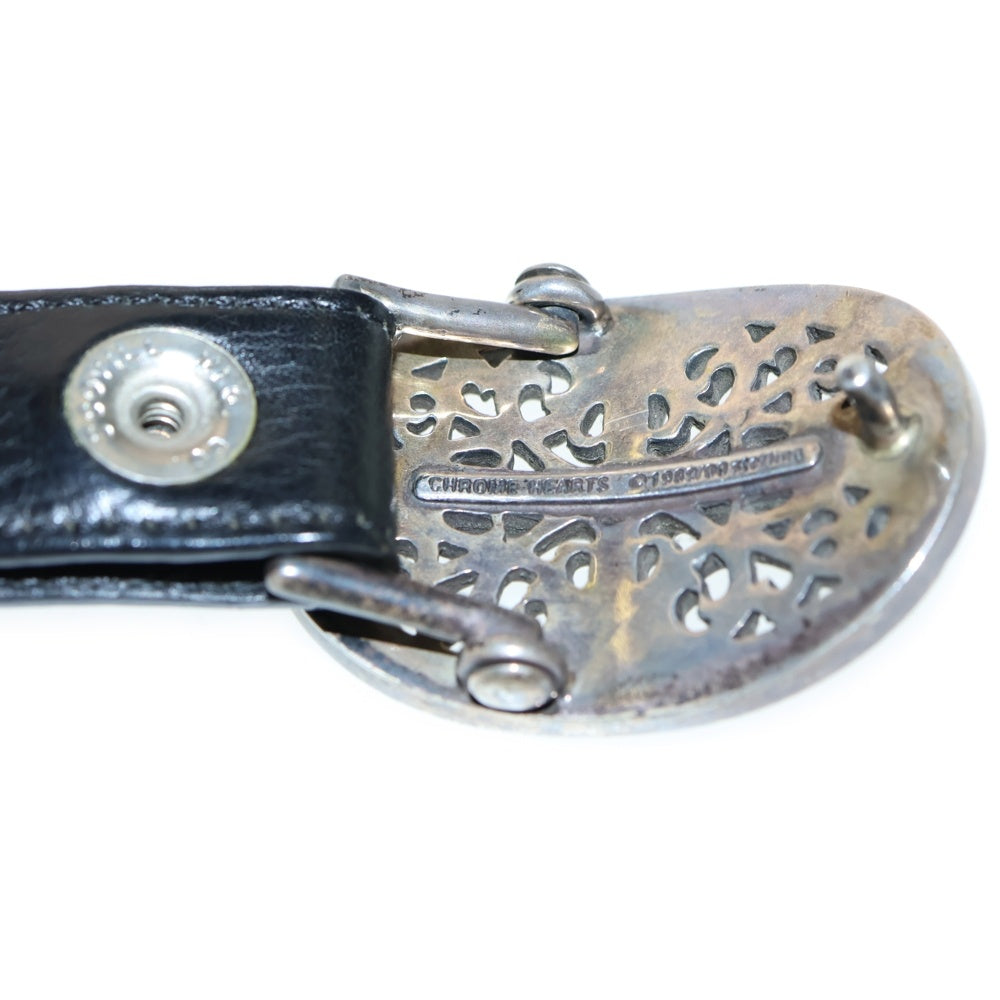 CHROME HEARTS(クロムハーツ) OVAL CROSS STRAP1.0クラシックオーバルクロスバックル レザーベルト シルバー
