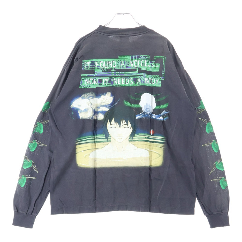 SAINT MICHAEL(セントマイケル) 24AW GS_LS TEE SM-YS1-0000-C33 GHOST IN THE SHELL 攻殻機動隊 ヴィンテージ加工 ロングスリーブ長袖シャツ長袖Tシャツカットソー ブラック