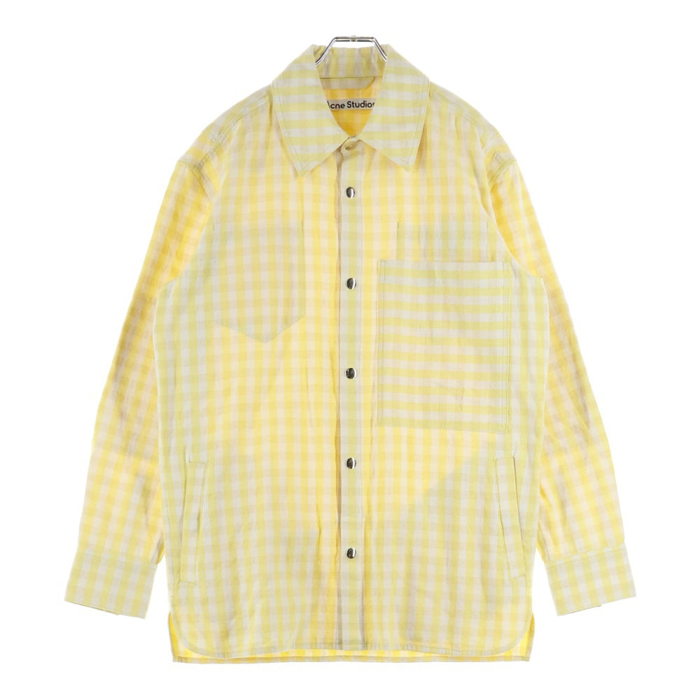 Acne Studios(アクネ ストゥディオズ) コットンウールロングスリーブ長袖チェックシャツ ジャケット FN-MN-OUTW000624 イエロー
