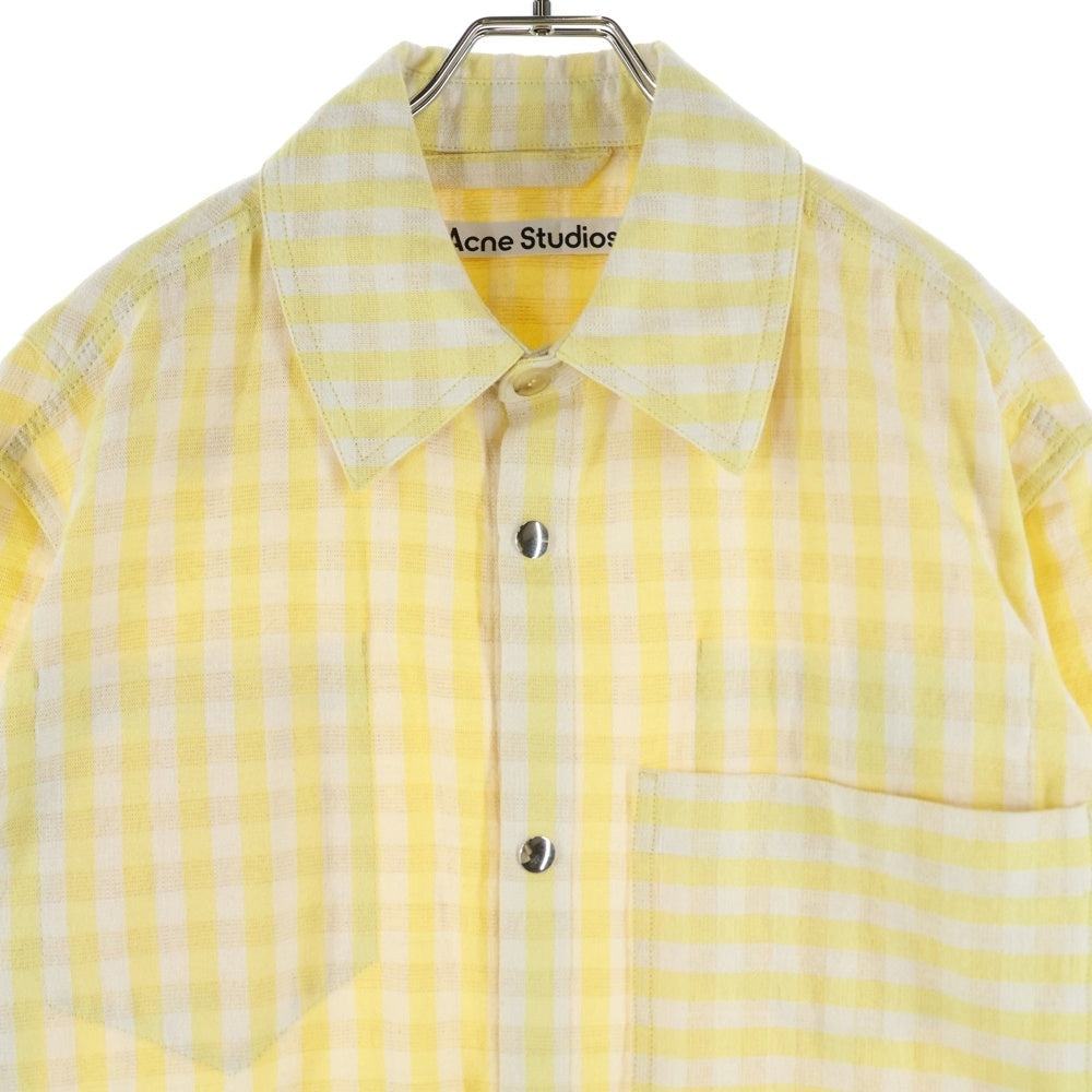 Acne Studios(アクネ ストゥディオズ) コットンウールロングスリーブ長袖チェックシャツ ジャケット FN-MN-OUTW000624 イエロー