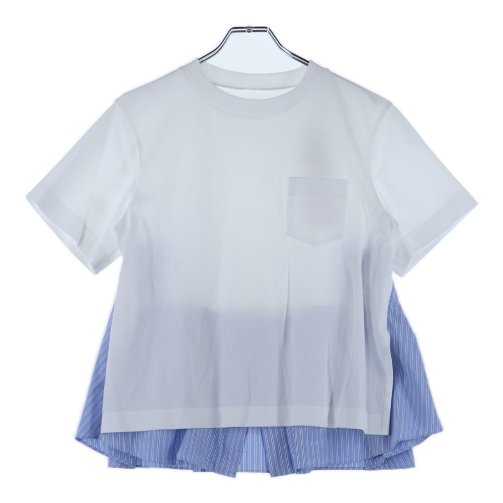 Sacai(サカイ) 25SS Poplin Cotton Jersey T-Shirt ポプリン コットン ジャージー 半袖Tシャツ カットソー ホワイト/ブルー 25-08014