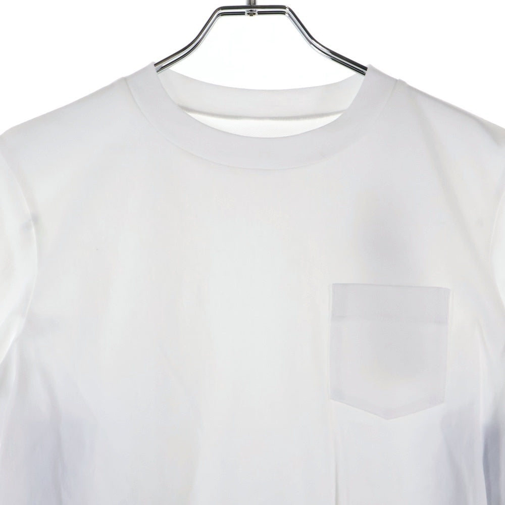 Sacai(サカイ) 25SS Poplin Cotton Jersey T-Shirt ポプリン コットン ジャージー 半袖Tシャツ カットソー ホワイト/ブルー 25-08014
