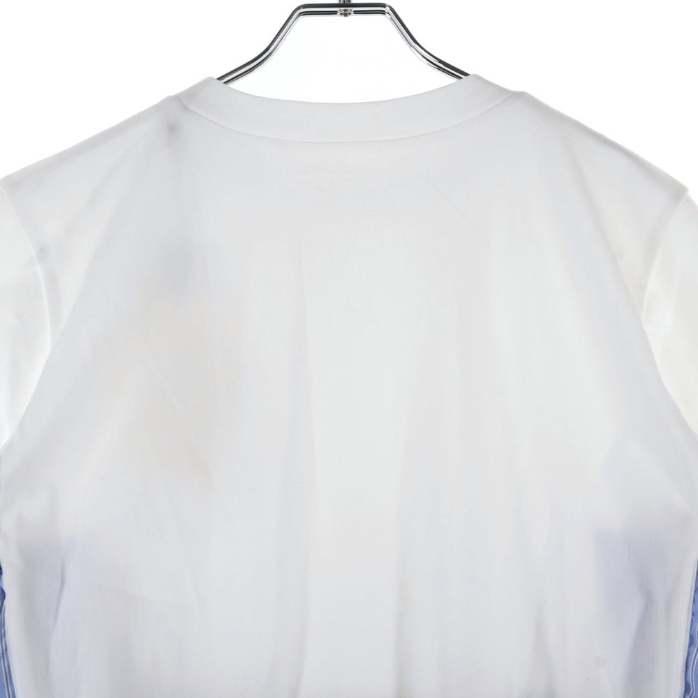 Sacai(サカイ) 25SS Poplin Cotton Jersey T-Shirt ポプリン コットン ジャージー 半袖Tシャツ カットソー ホワイト/ブルー 25-08014