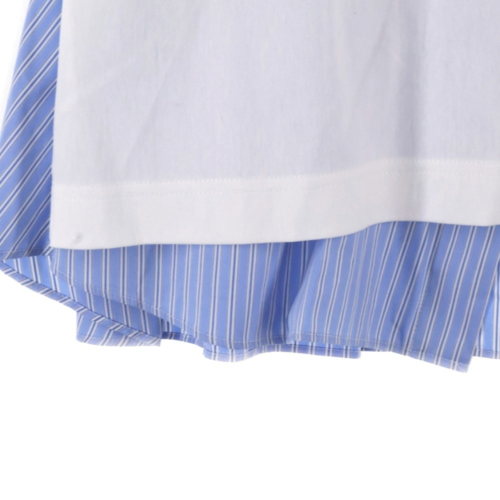 Sacai(サカイ) 25SS Poplin Cotton Jersey T-Shirt ポプリン コットン ジャージー 半袖Tシャツ カットソー ホワイト/ブルー 25-08014