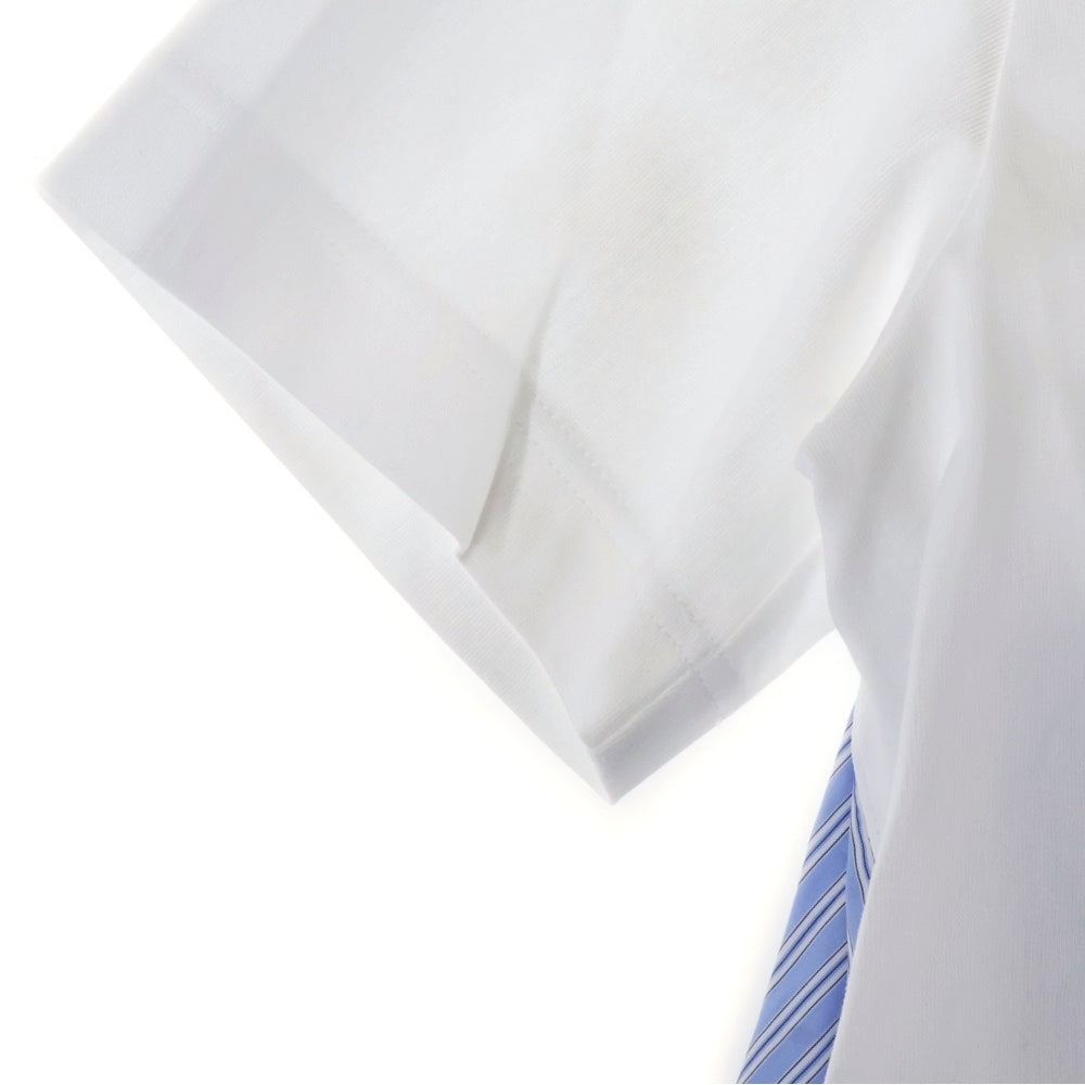 Sacai(サカイ) 25SS Poplin Cotton Jersey T-Shirt ポプリン コットン ジャージー 半袖Tシャツ カットソー ホワイト/ブルー 25-08014