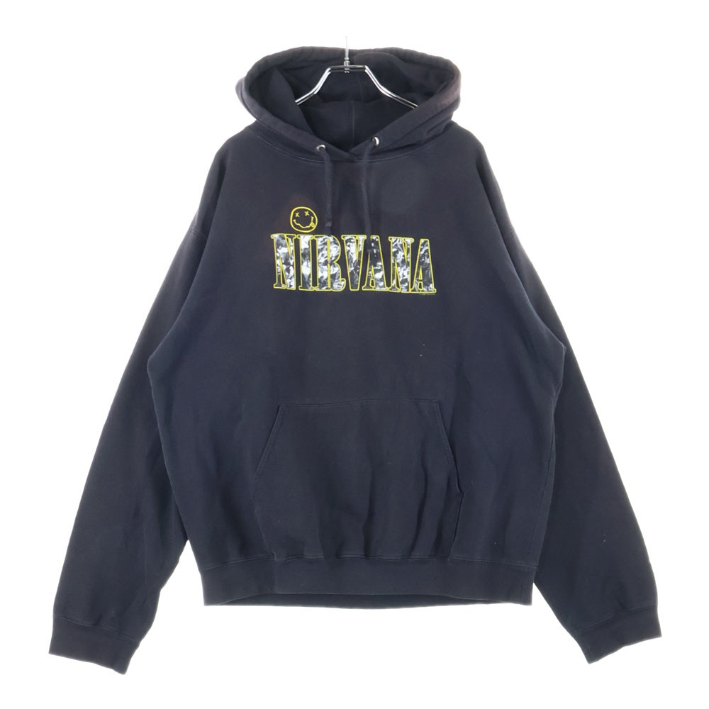 VINTAGE(ヴィンテージ) 00s Nirvana Hoodie Smile ニルバーナ スマイル プリント プルオーバーパーカー ブラック