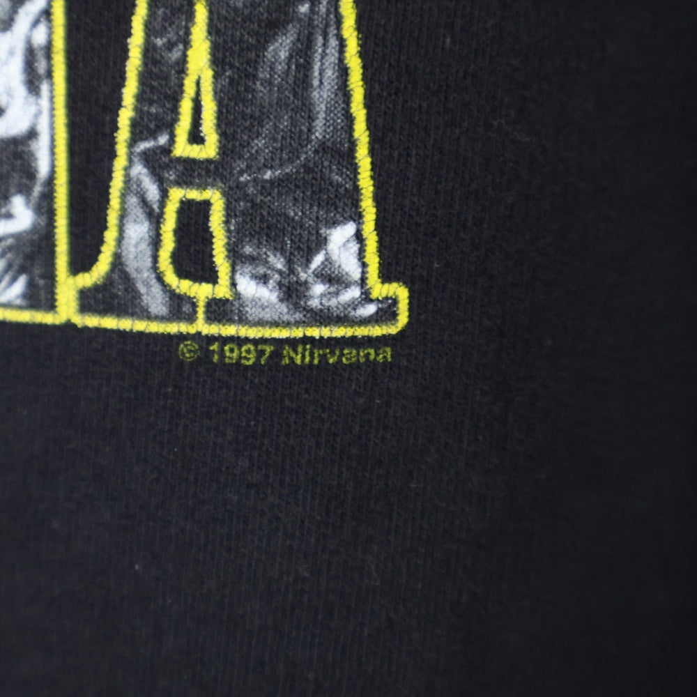 VINTAGE(ヴィンテージ) 00s Nirvana Hoodie Smile ニルバーナ スマイル プリント プルオーバーパーカー ブラック