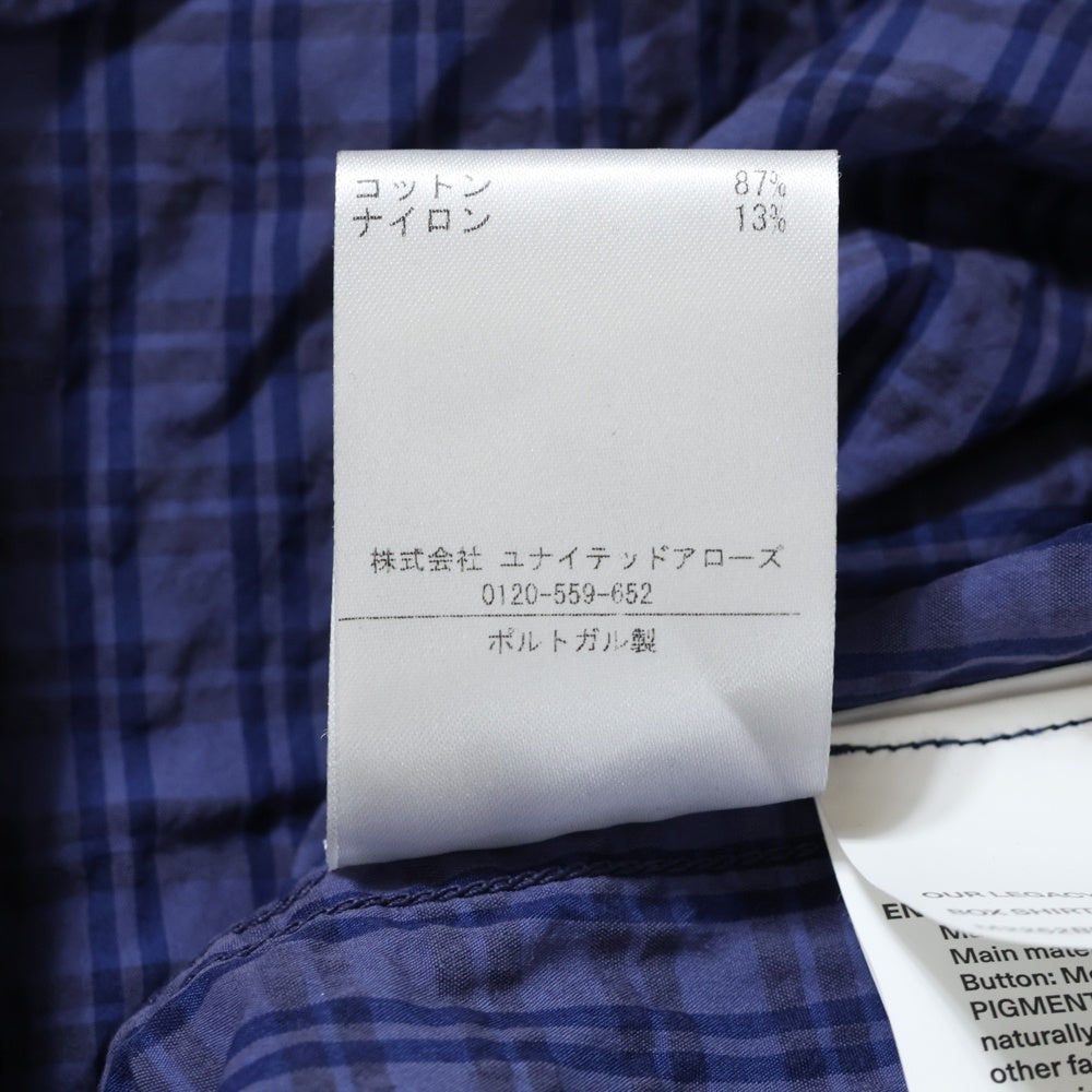 OUR LEGACY(アワーレガシー) BOX SHIRT ボックスチェックシャツ ネイビー M2252BK