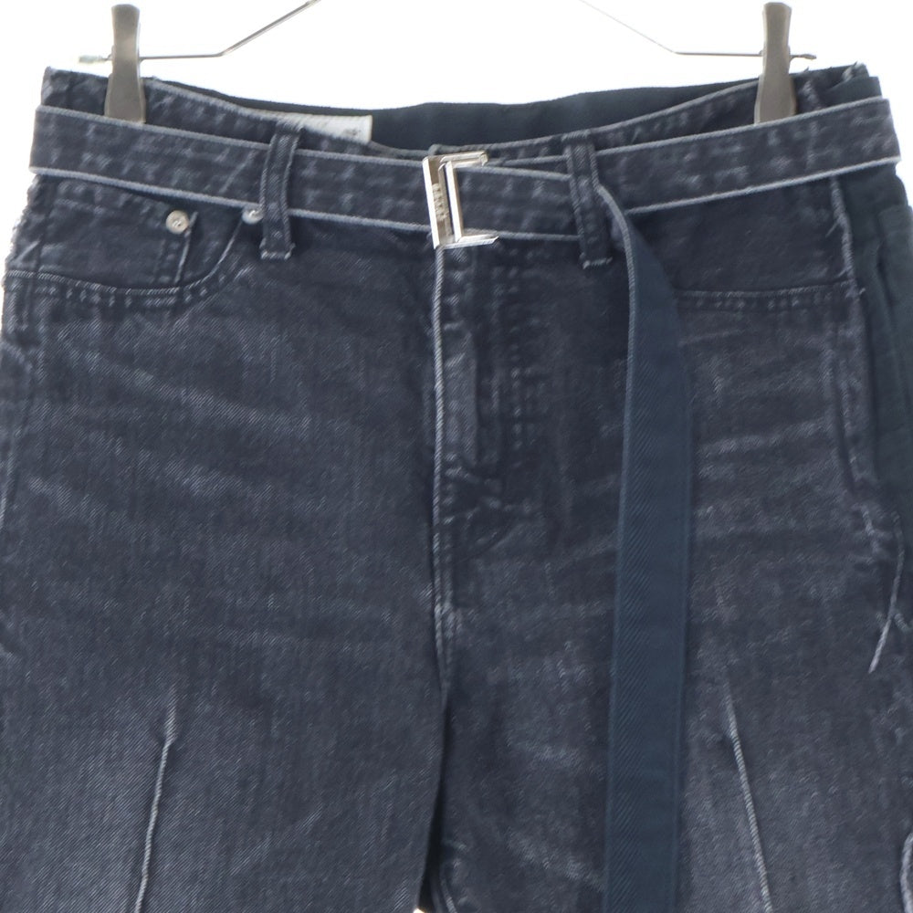 Sacai(サカイ) 21SS Denim Pants デニムパンツ フレアジーンズ リメイク 再構築 カットオフ ブラック 21-02514M